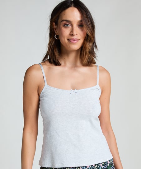 Pointelle pyjamastop, Grå