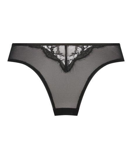 Brasiliansk trusse med h&oslash;je benudsk&aelig;ringer Elissa, sort