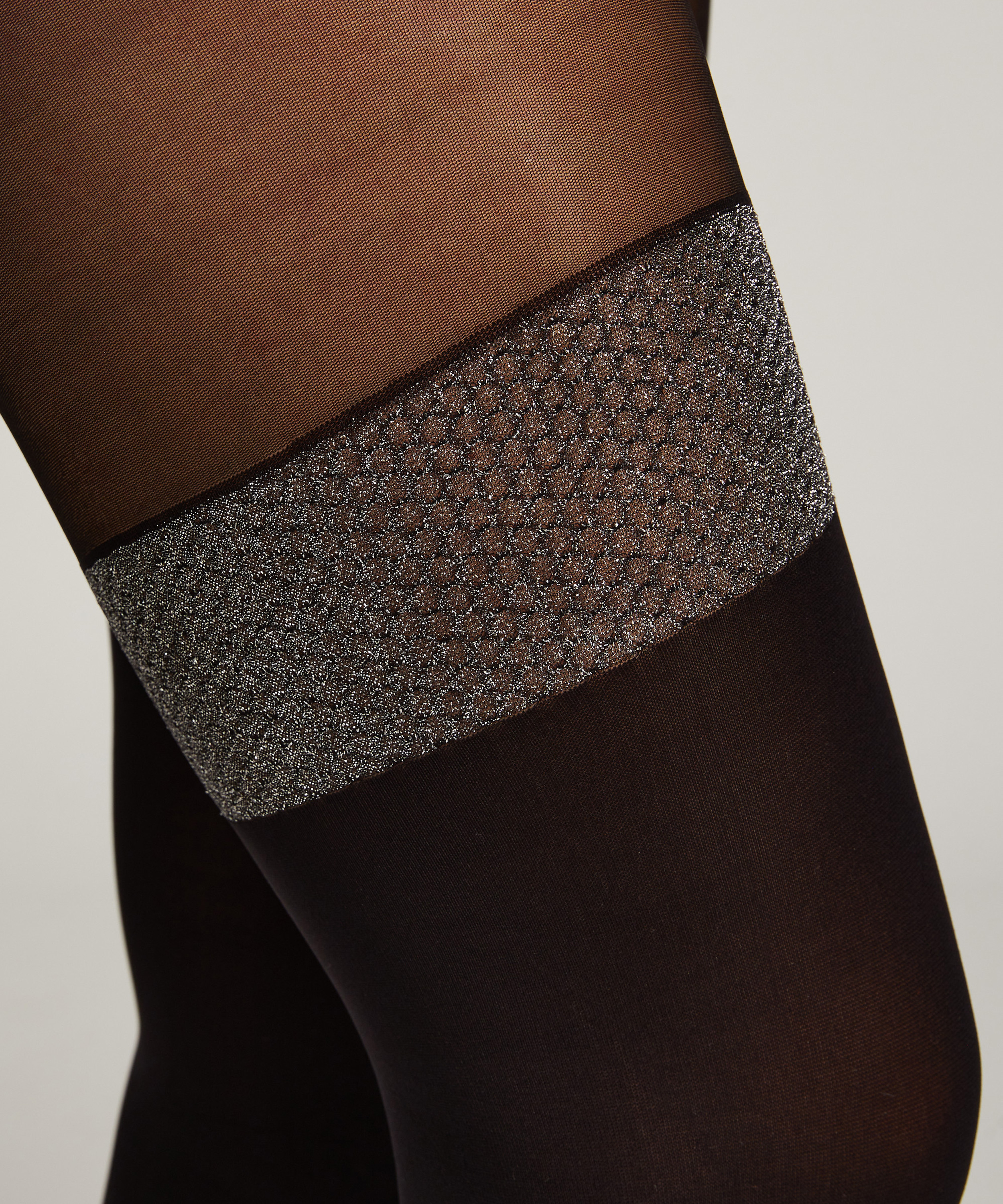 50 Denier strømper i lurex, Sort, main