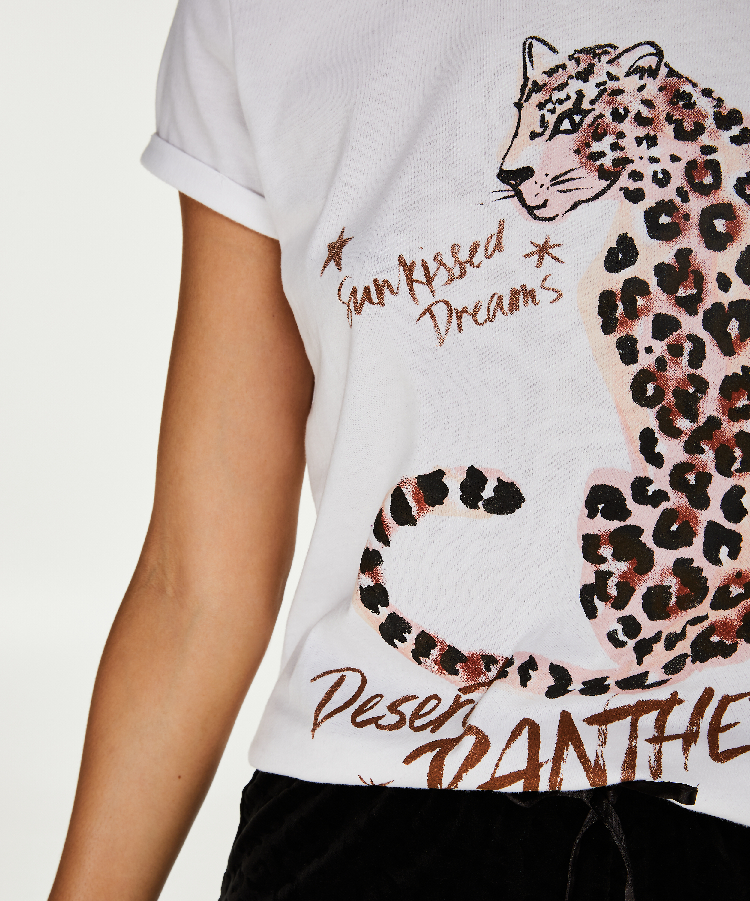 Kort&aelig;rmet pyjamastop, Hvid, main