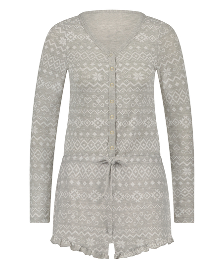 Børstet, kort onesie, Grå