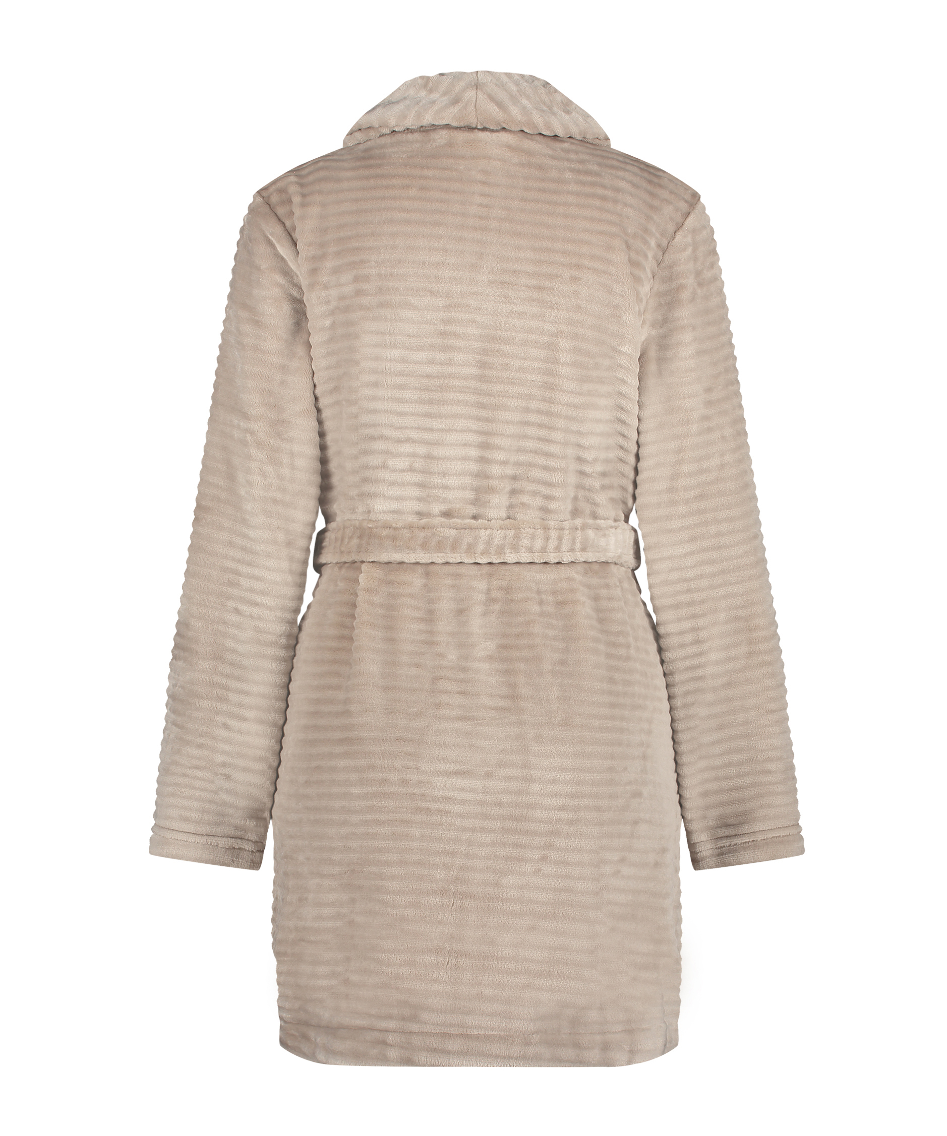 Kort ribstrikket badek&aring;be i fleece, Beige, main
