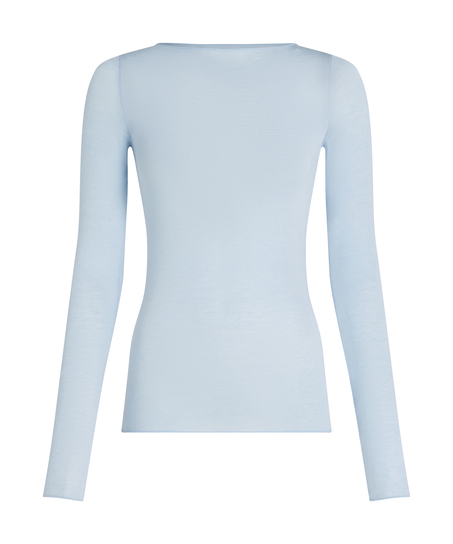 super soft bådhals bluse med cashmere, Blå