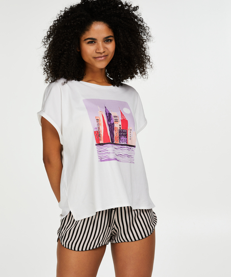 Pyjamastop korte ærmer, Hvid