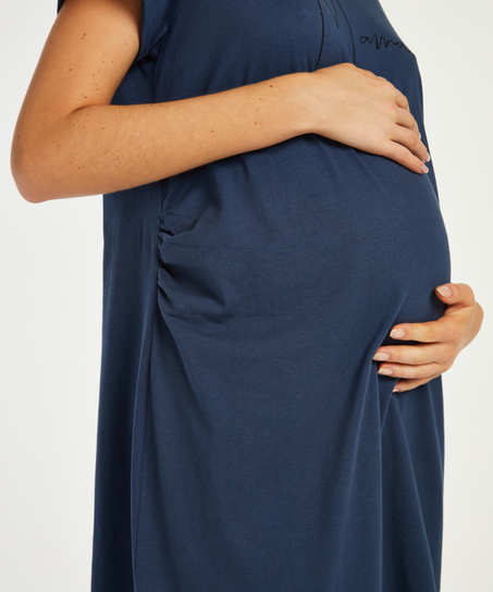 Pyjamas-T-shirt med korte &aelig;rmer til gravide, Bl&aring;