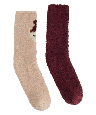 Pakke med 2 par hyggelige sokker, pink