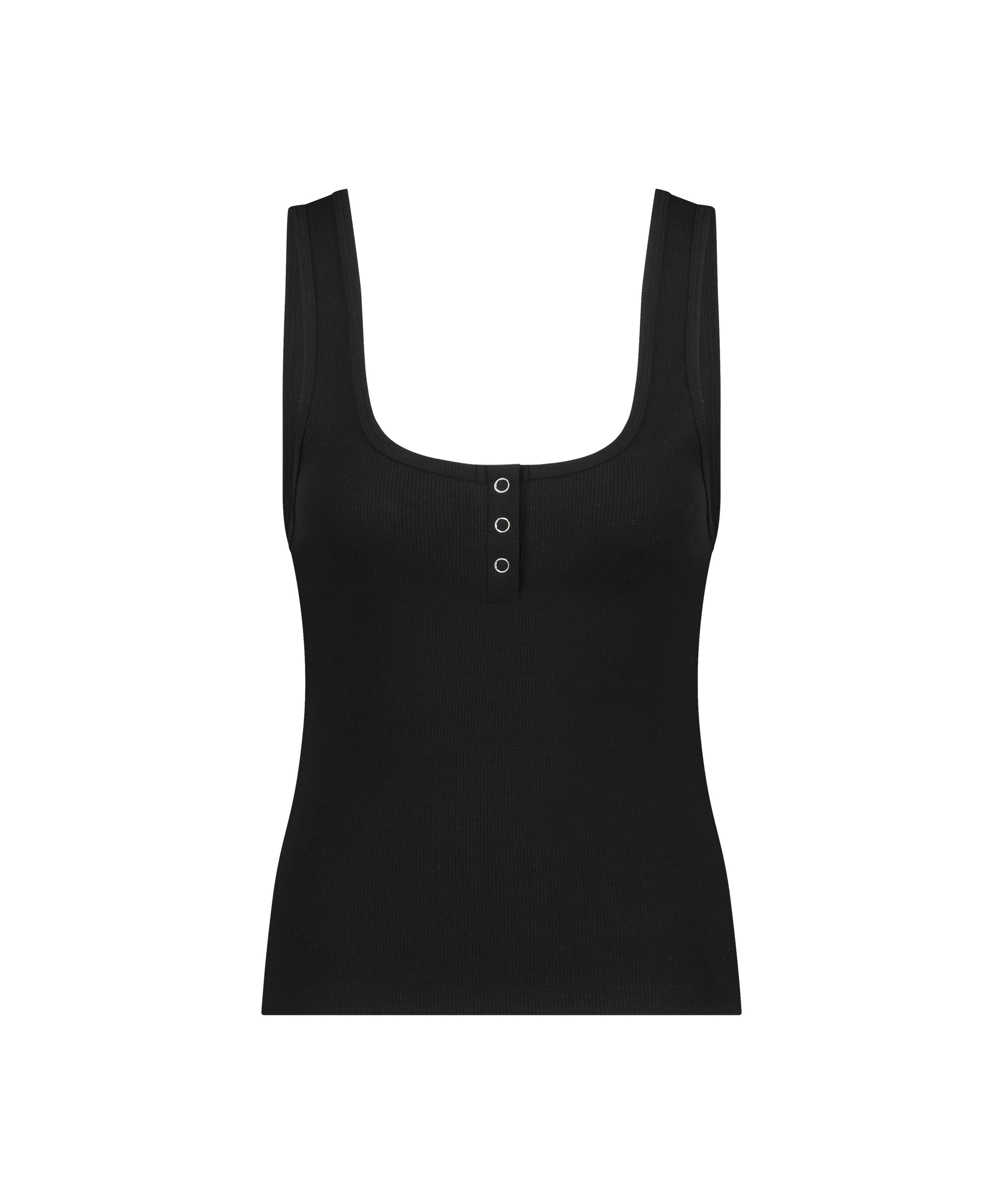 Kort&aelig;rmet waffle top, Sort, main