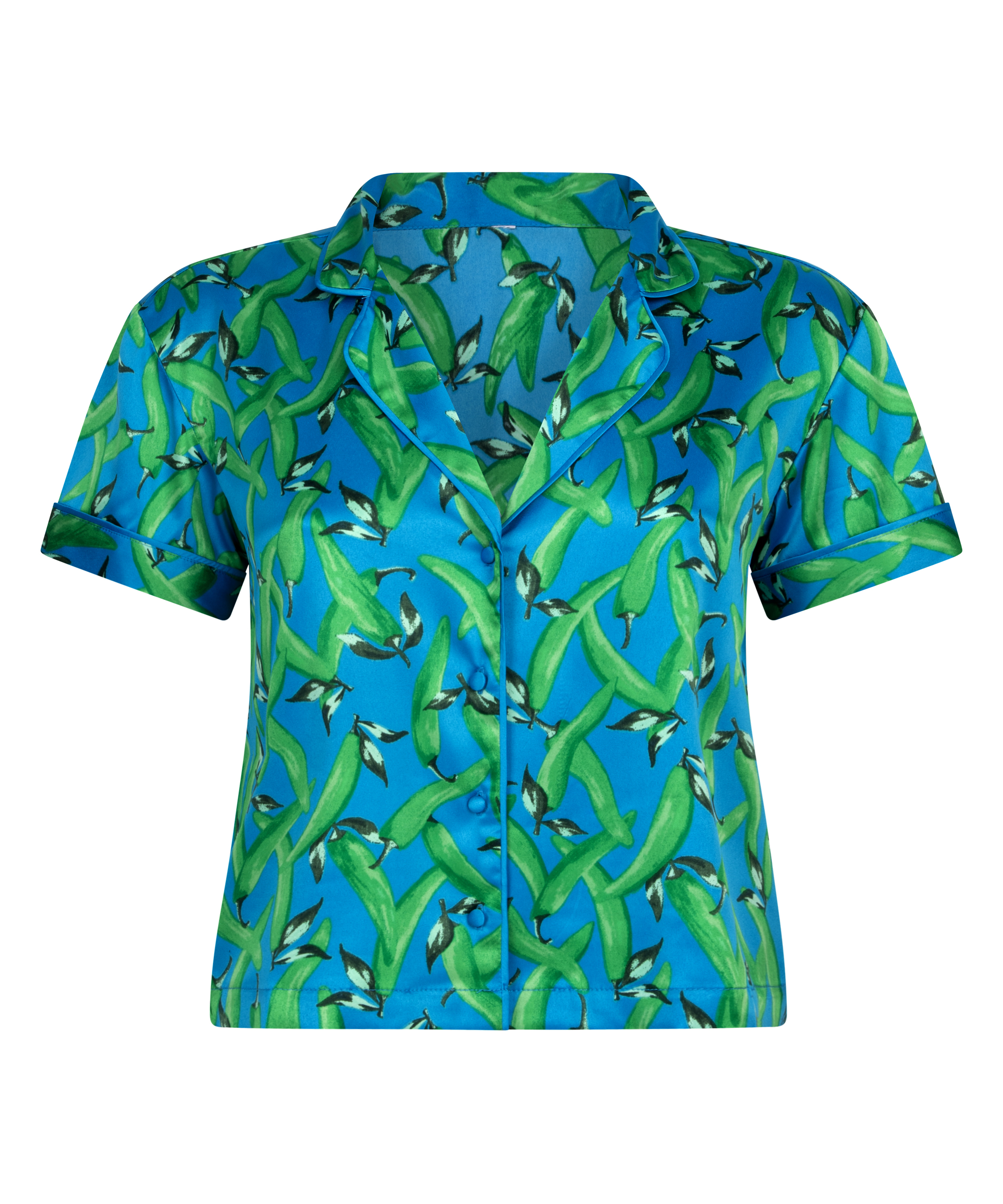 Kort&aelig;rmet satinjakke, Bl&aring;, main