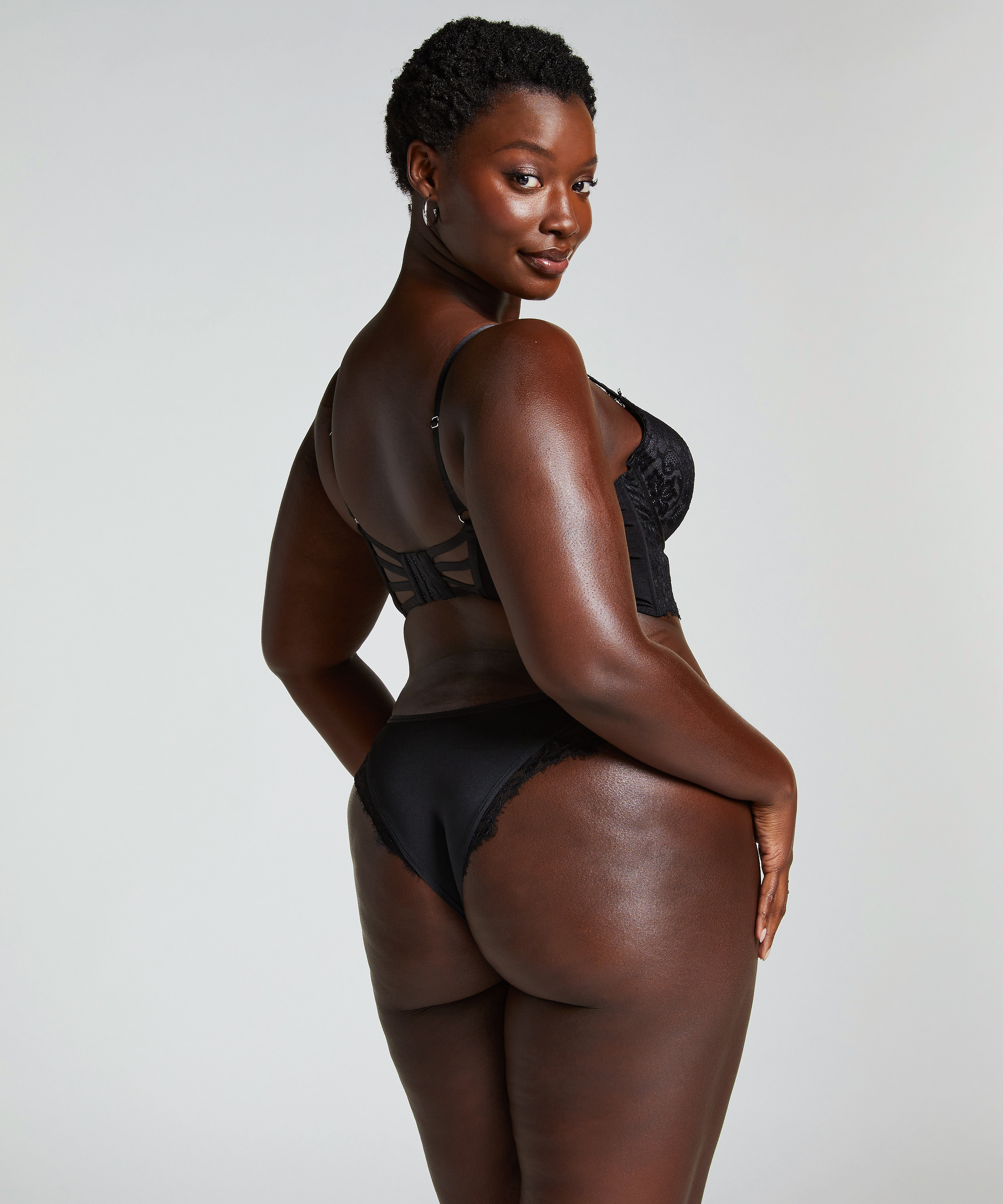 Formstøbt longline push-up-bøjle-bh Char, Sort, main