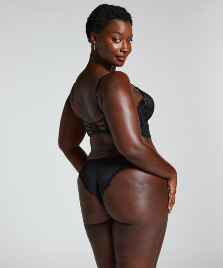 Formstøbt longline push-up-bøjle-bh Char, Sort