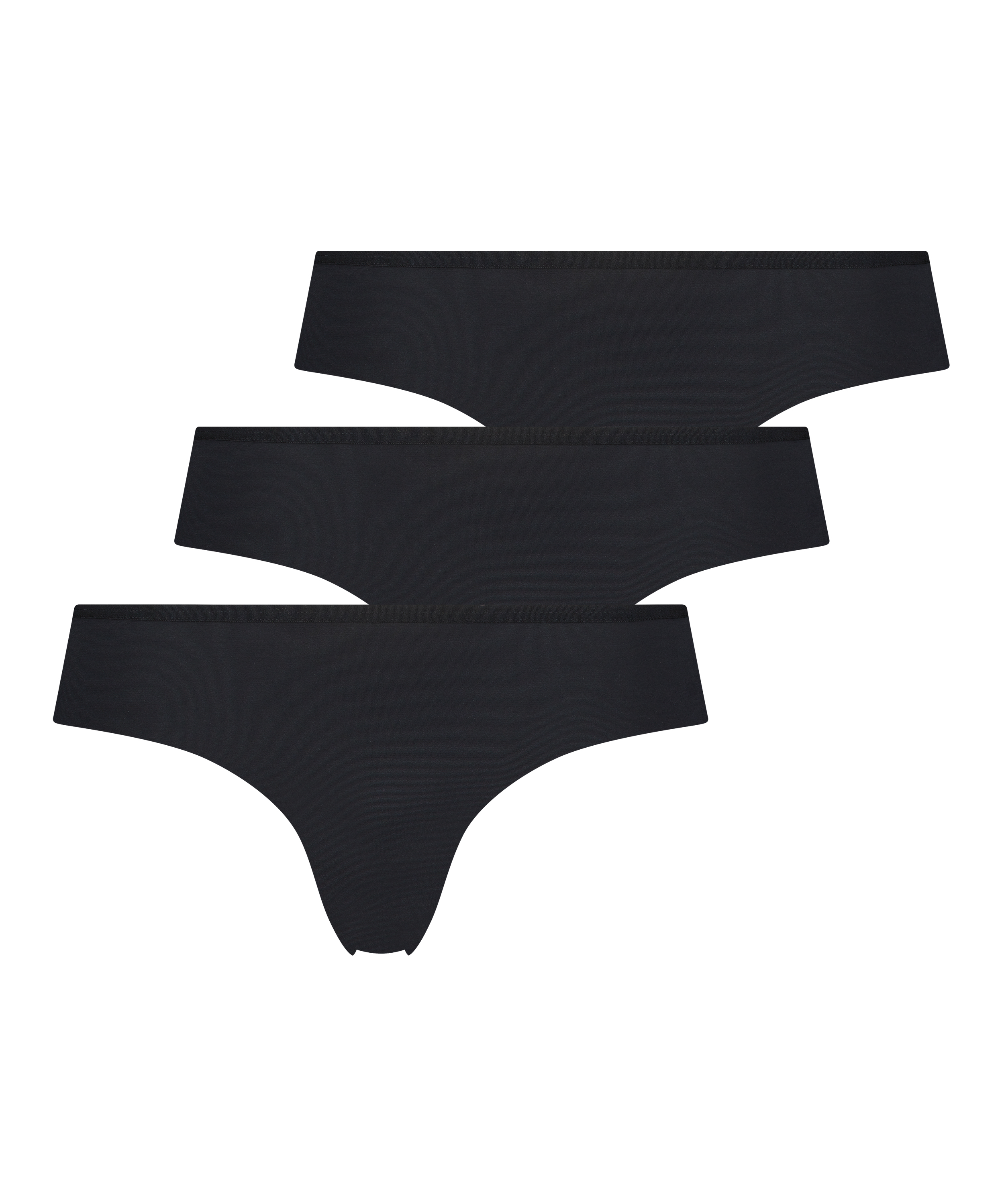 3-stykspakning usynlig brasiliansk trusse, Sort, main