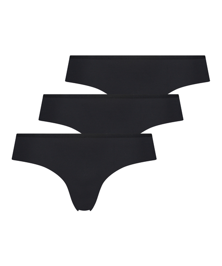 3-stykspakning usynlig brasiliansk trusse, Sort