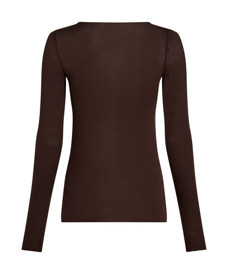 super soft b&aring;dhals bluse med cashmere, Brun