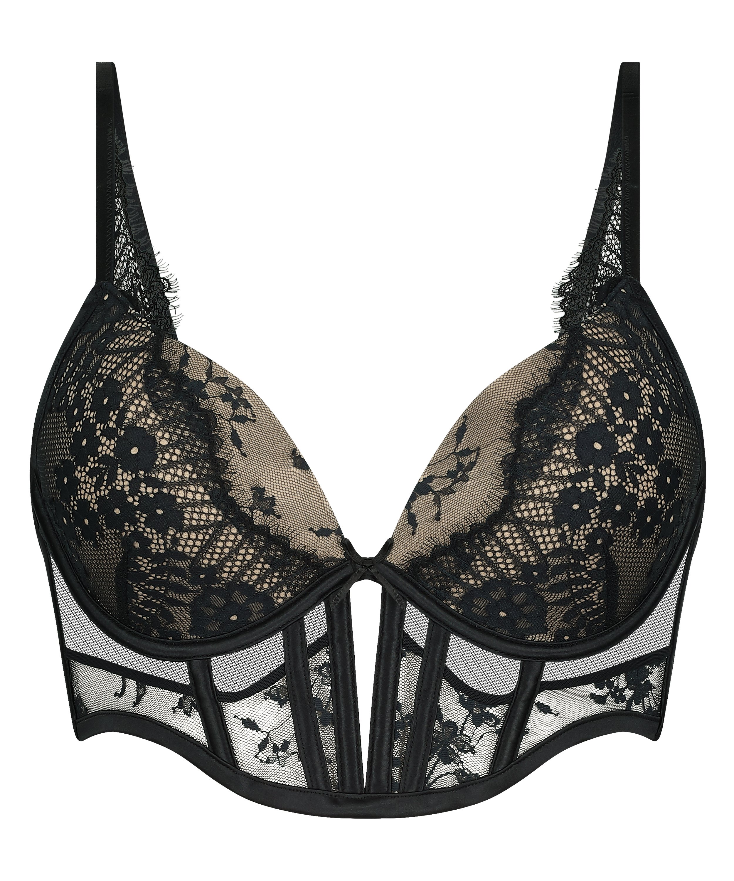 Formstøbt longline push-up-bøjle-bh Daphne, Sort, main