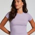 Kort&aelig;rmet bluse i bomuld, Lilla