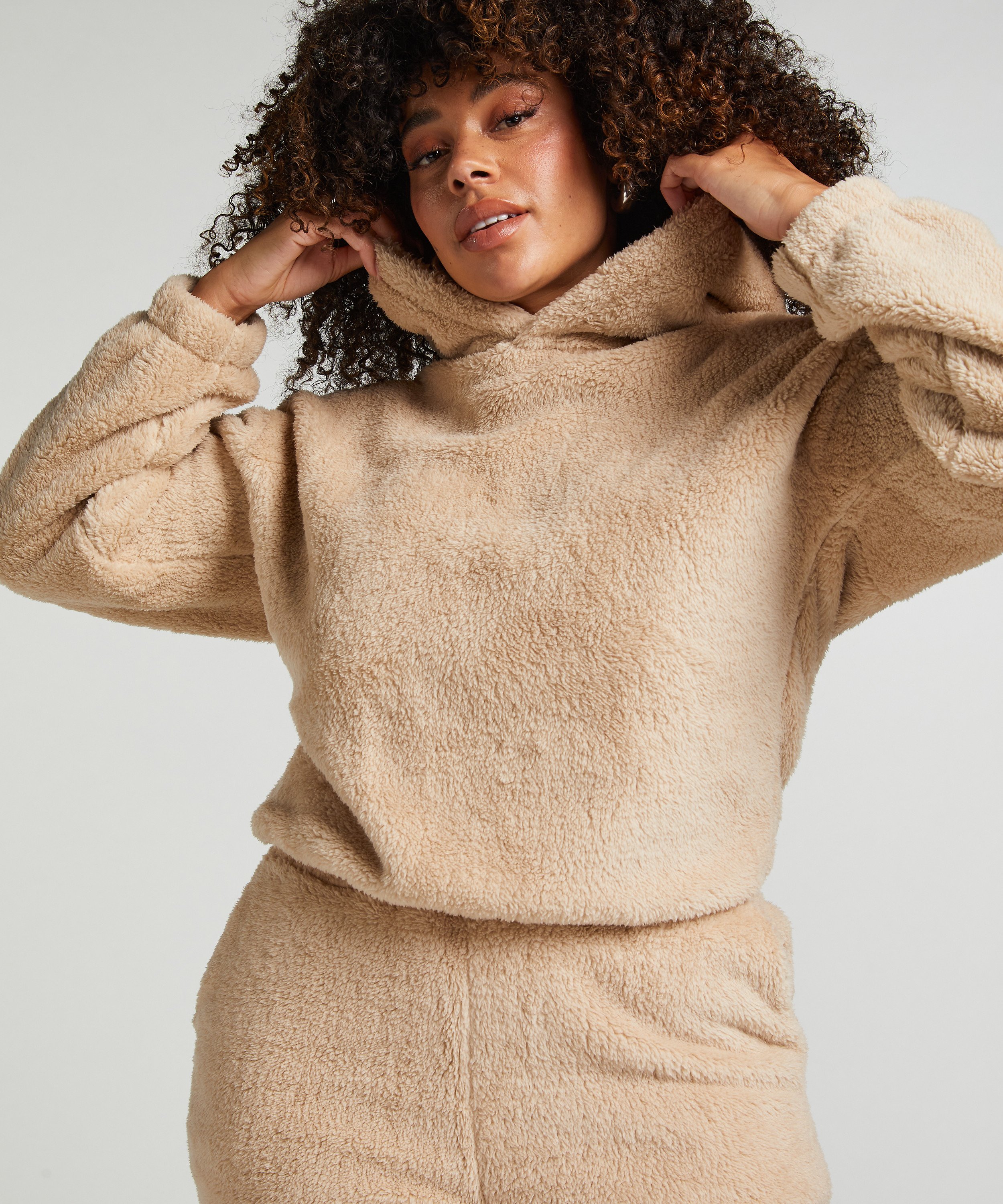 Hættetrøje Fleece Snuggle, Beige, main