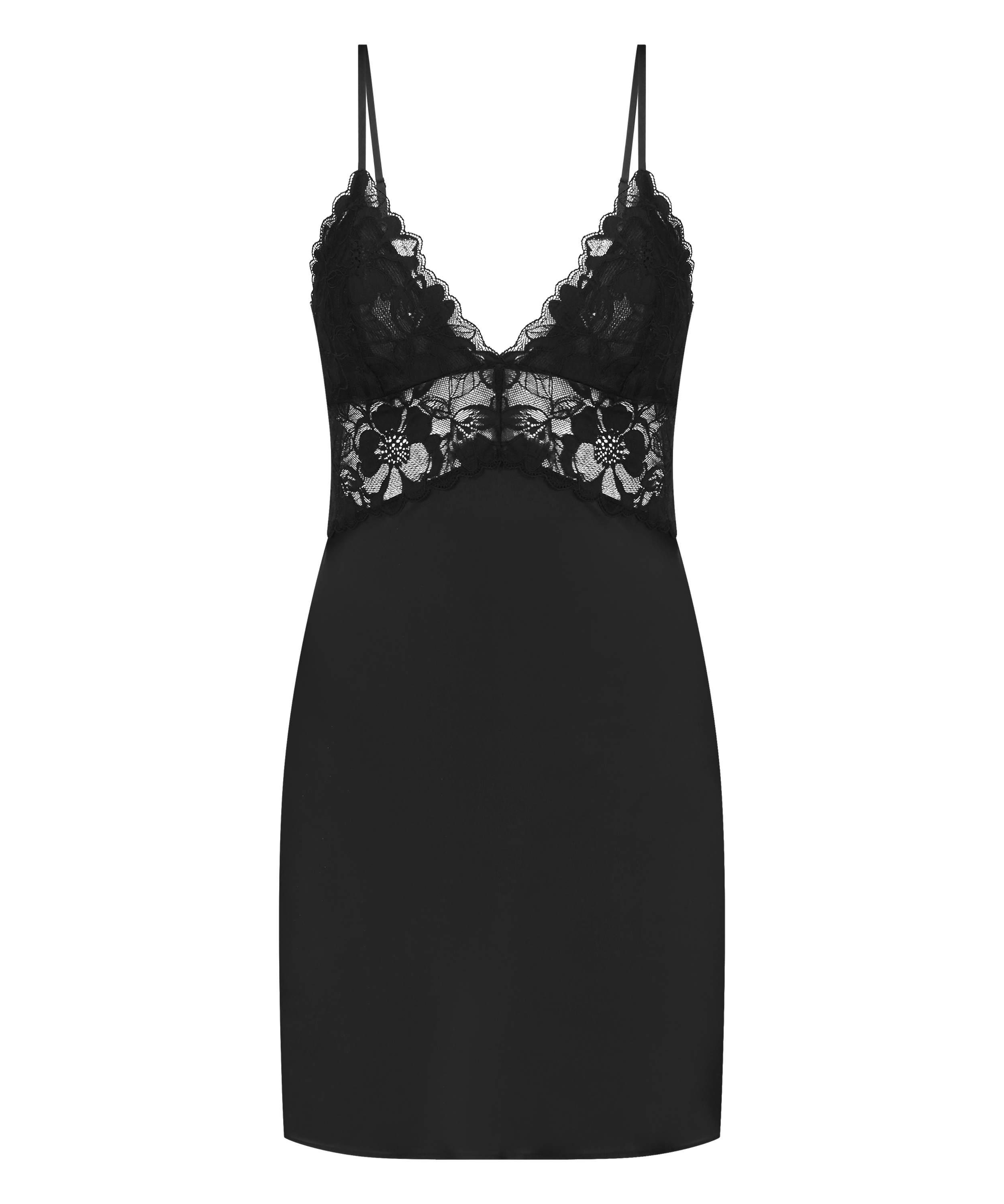 Natkjole Satin, Sort, main