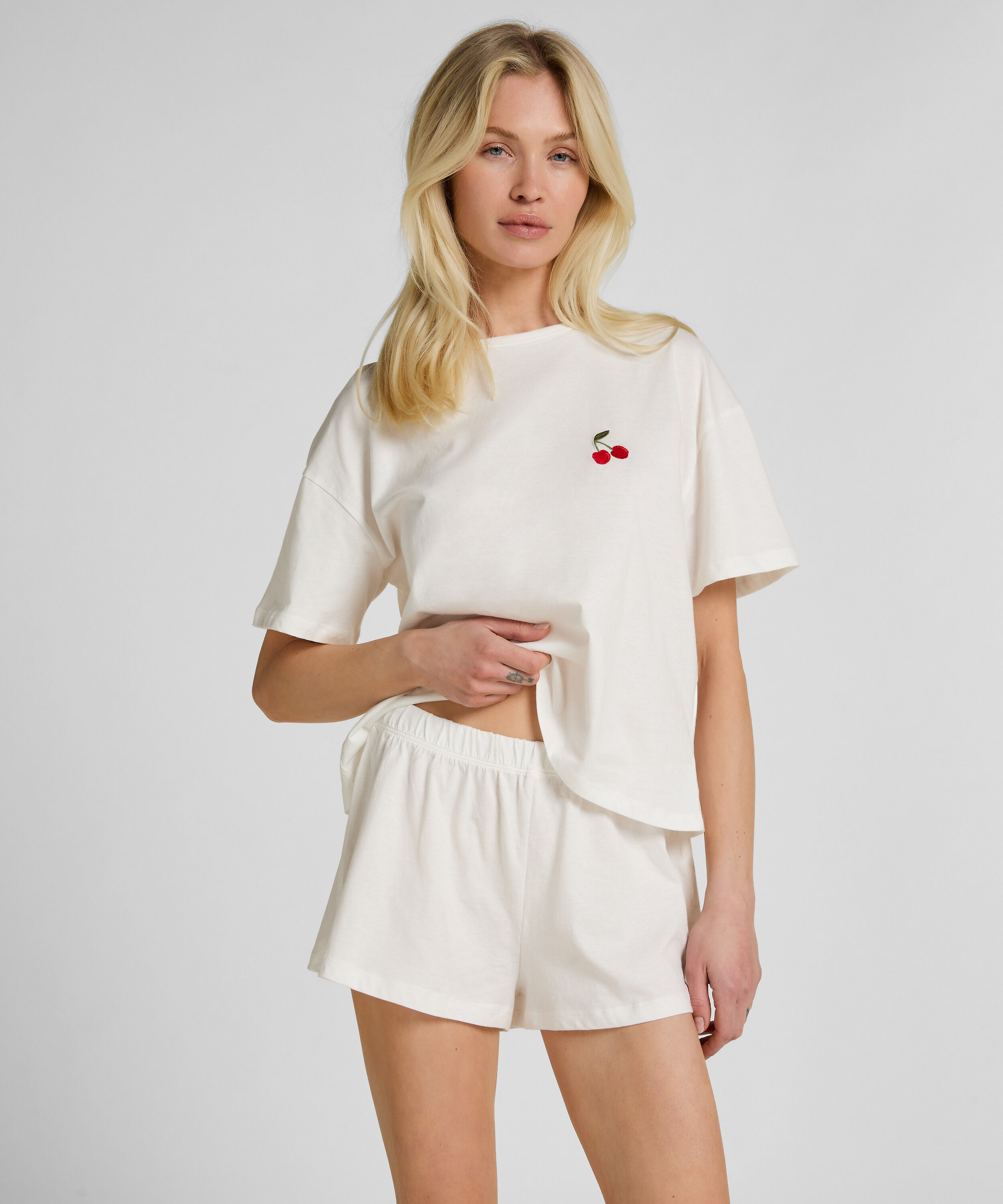 Pyjamasæt Bomuld, Hvid Pyjamasæt Bomuld, Hvid