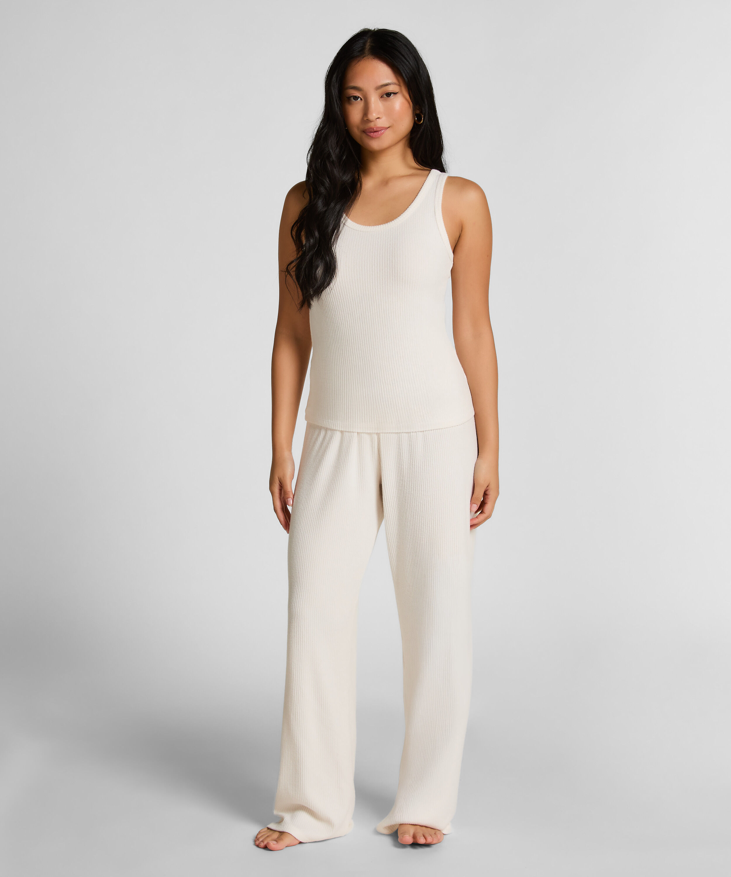 Singlet b&oslash;rstet jersey rib, Hvid