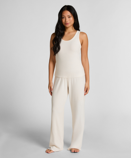 Singlet b&oslash;rstet jersey rib, Hvid