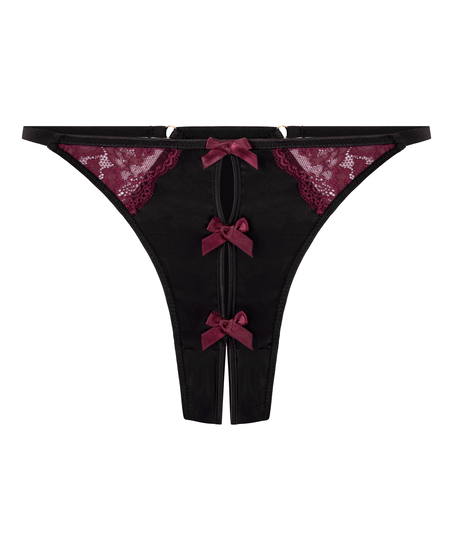 Ambra g-streng med h&oslash;j benudsk&aelig;ring, Sort