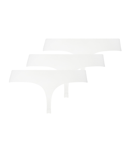 3-pak sømløs g-streng, hvid