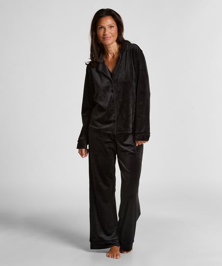 Lang&aelig;rmet velourjakke, Sort