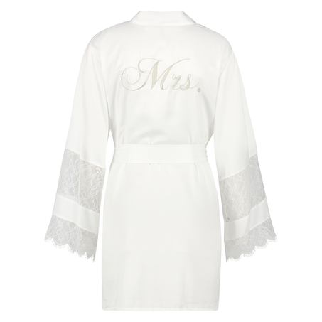 Kimono satin Bridal, Hvid