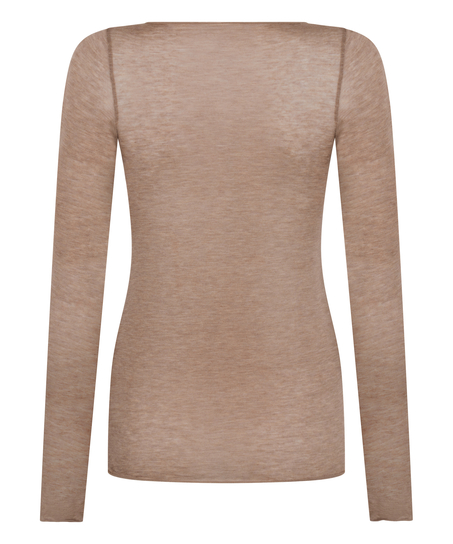 super soft b&aring;dhals bluse med cashmere, Brun