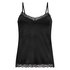 Cami top Velours Lace, Sort