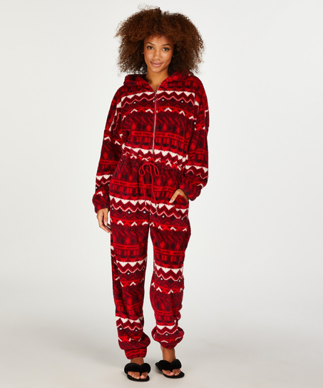 Flannel Fleece Onesie Fairisle, rød