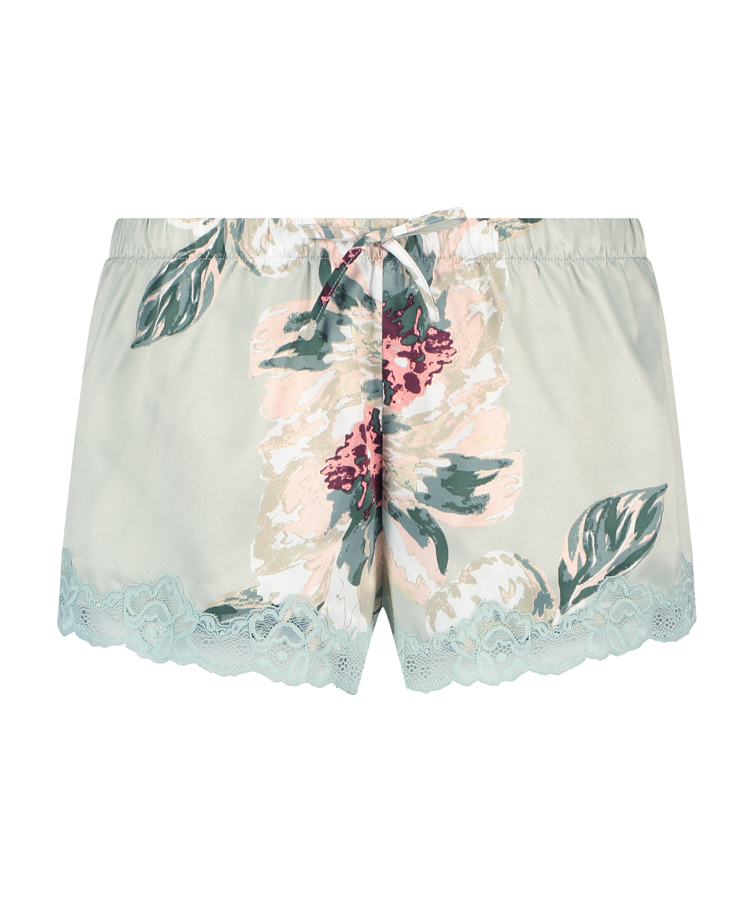 Pyjamasshorts satin, blå, main