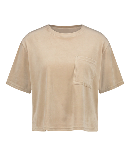 Top fløjl Pocket, Beige