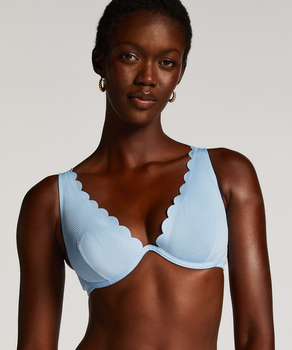 Ikke-formstøbt bikinitop med bøjle Scallop, blå