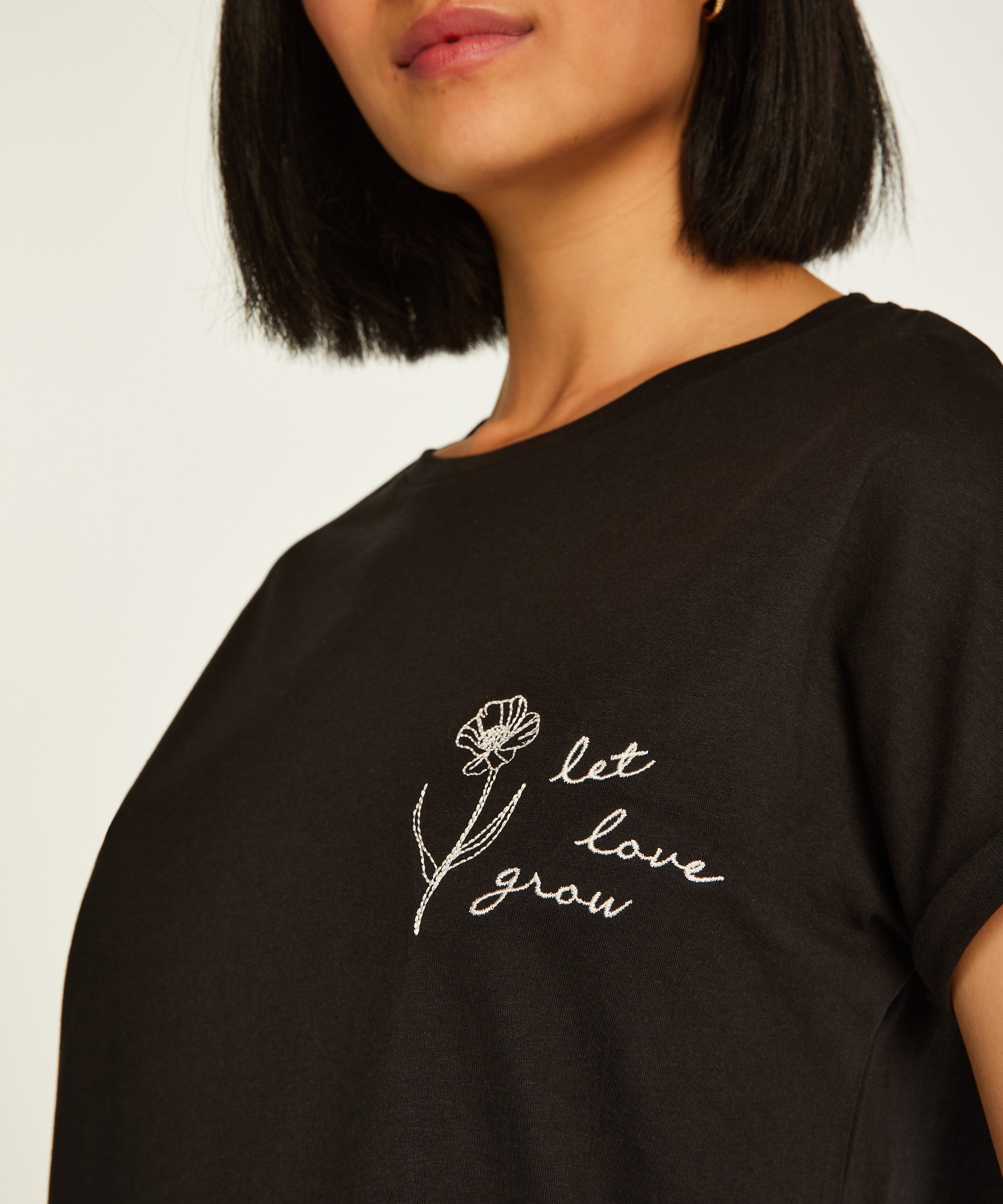 Natskjorte rund hals, Sort, main