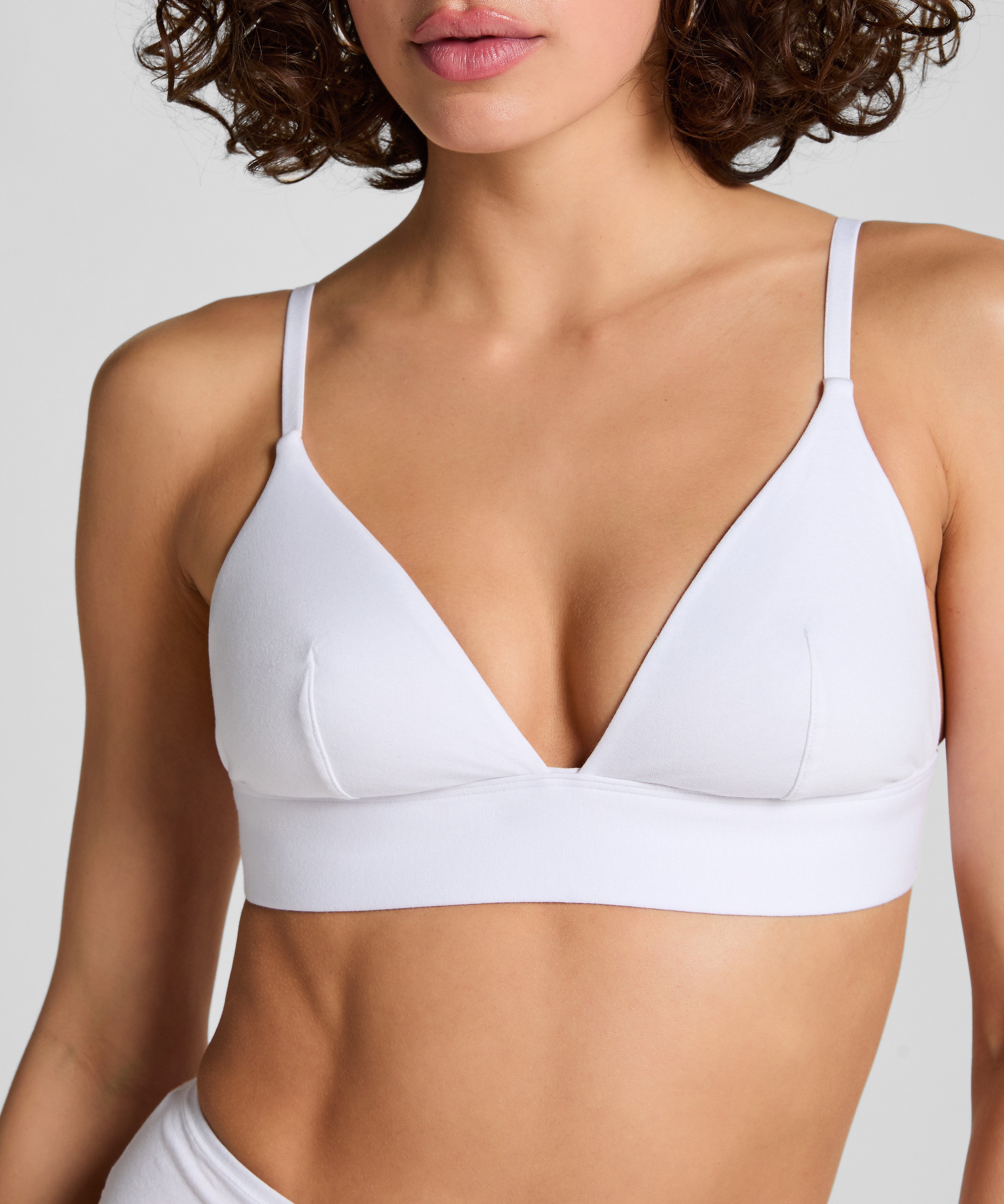 Bralette i bomuld, Hvid, main