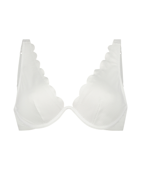 Ikke-formstøbt bikinitop med bøjle Scallop, hvid