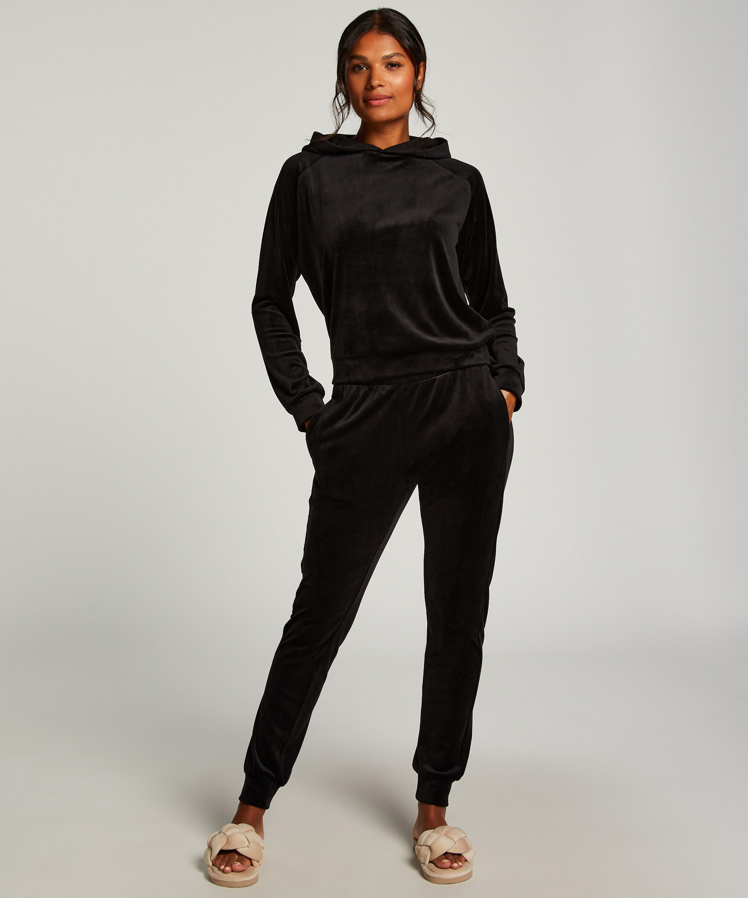 Tall Joggingbukser Velours, Sort