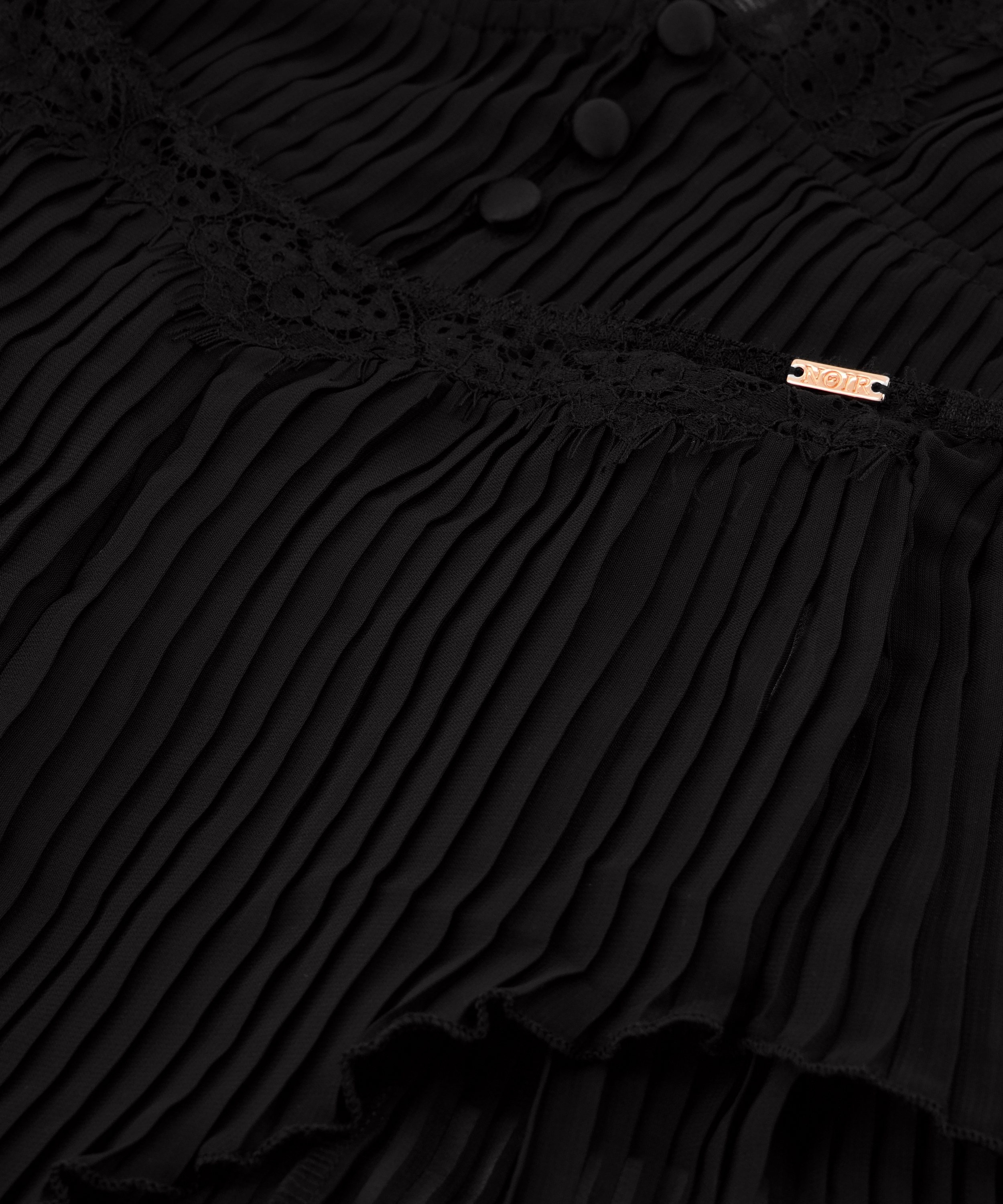 Cami-sæt Chiffon Plisseret, Sort, main