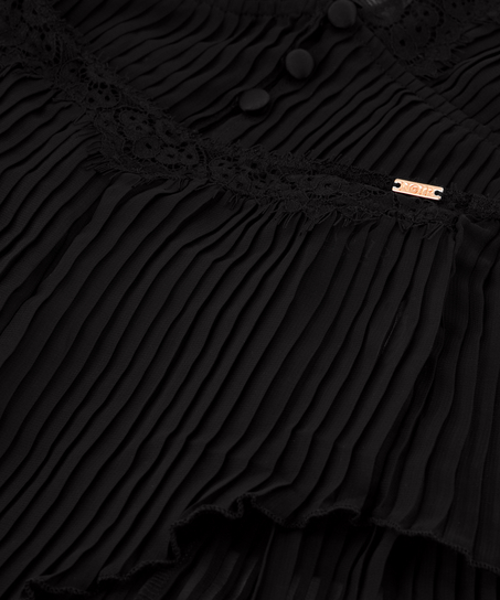 Cami-sæt Chiffon Plisseret, Sort