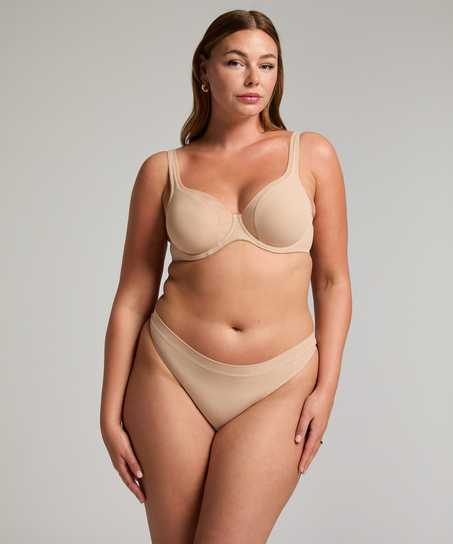 Ikke-formstøbt bøjle-bh Mesh, Beige