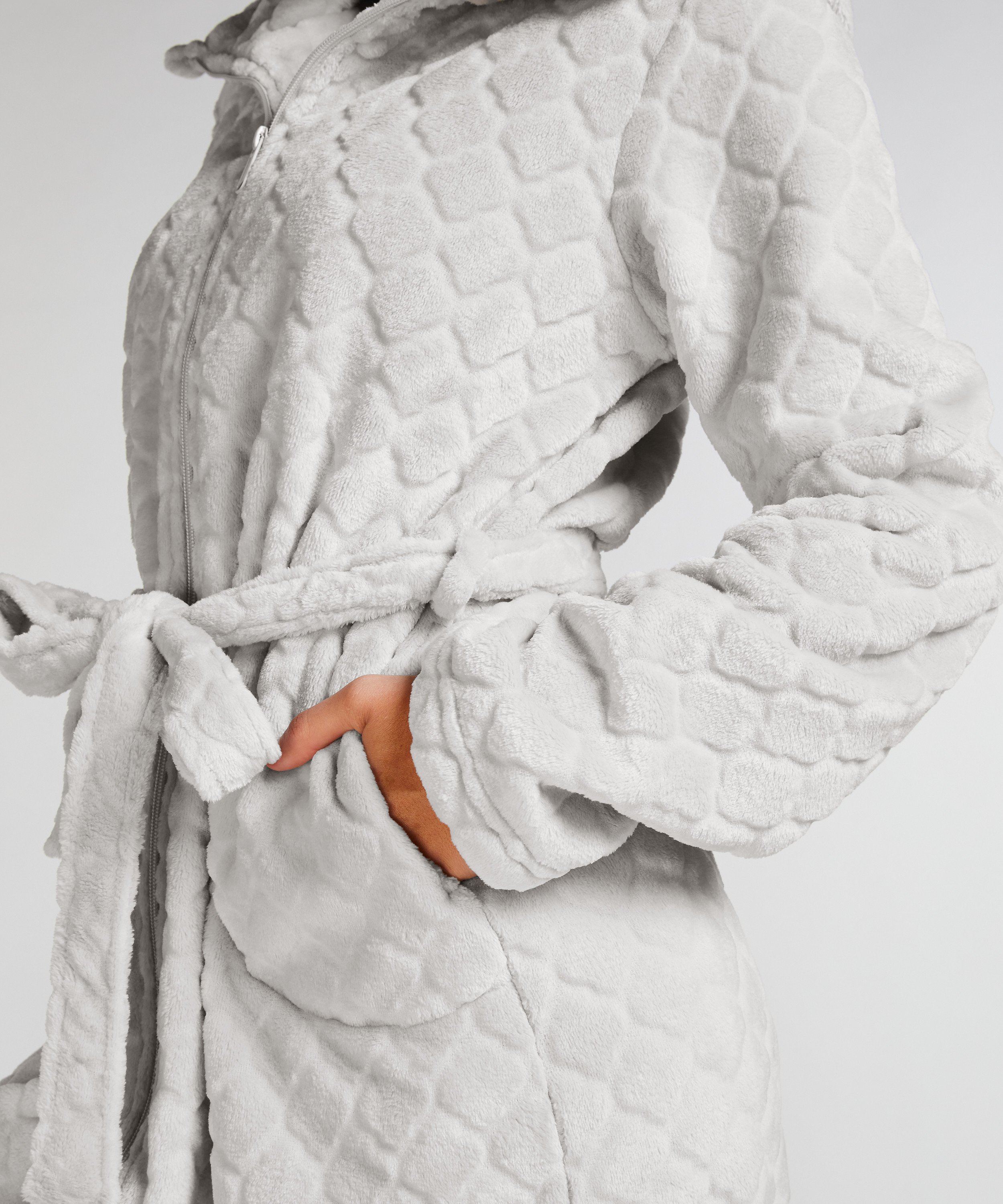 Badekåbe Zip Fleece, Grå, main