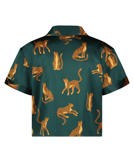 Kort&aelig;rmet satinjakke, Gr&oslash;n