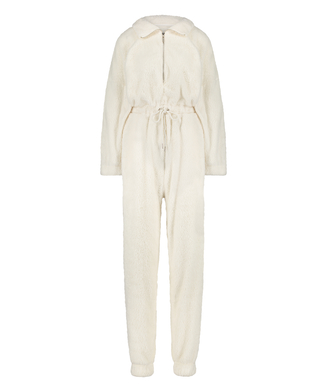 Onesie-jumpsuit fleece, hvid