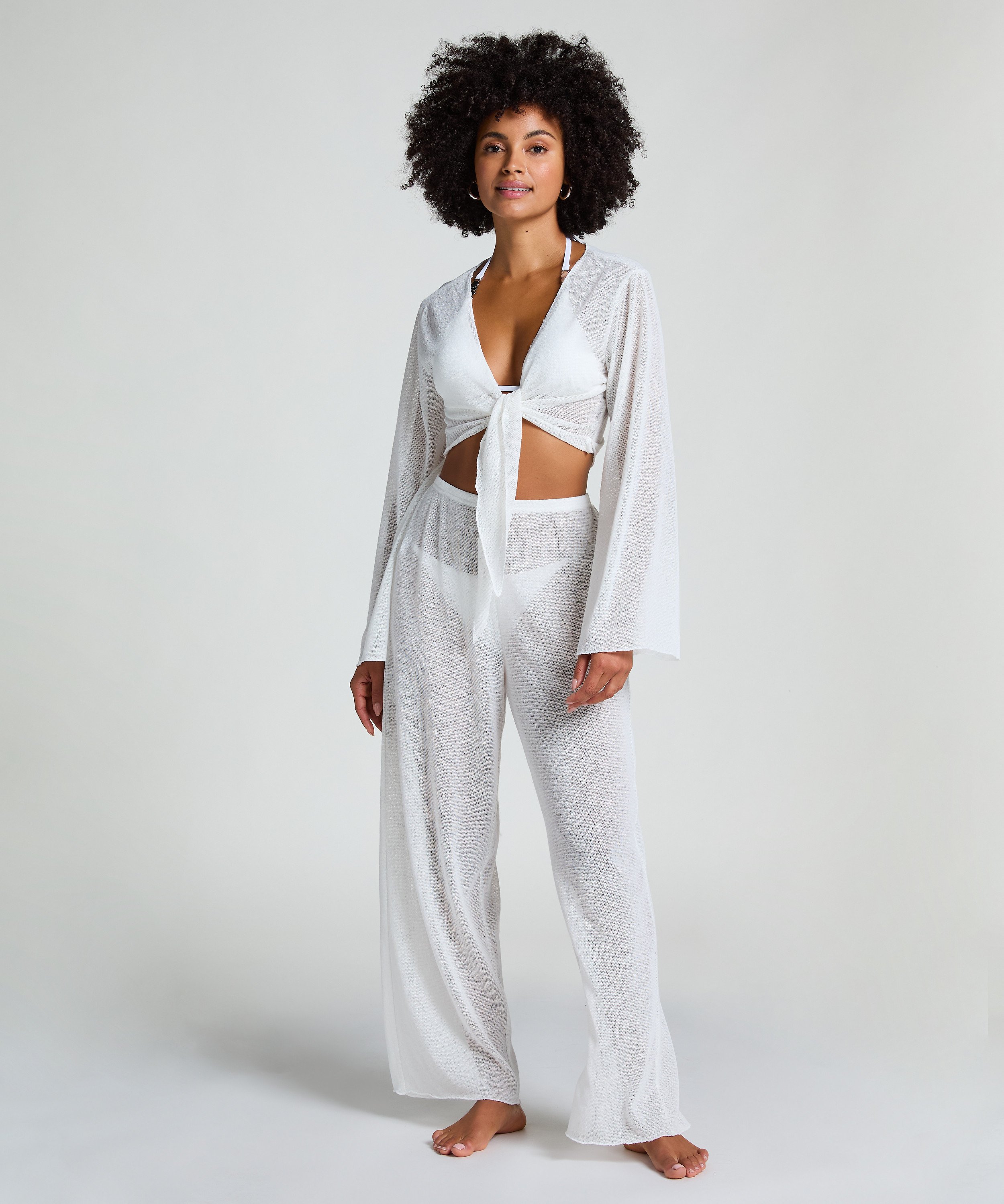 Strikket strandbuks, hvid, main