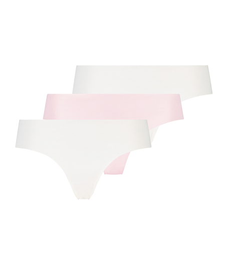 3-stykspakning usynlig brasiliansk trusse, hvid