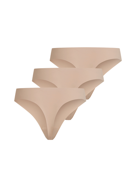 3-pak sømløs g-streng, Beige