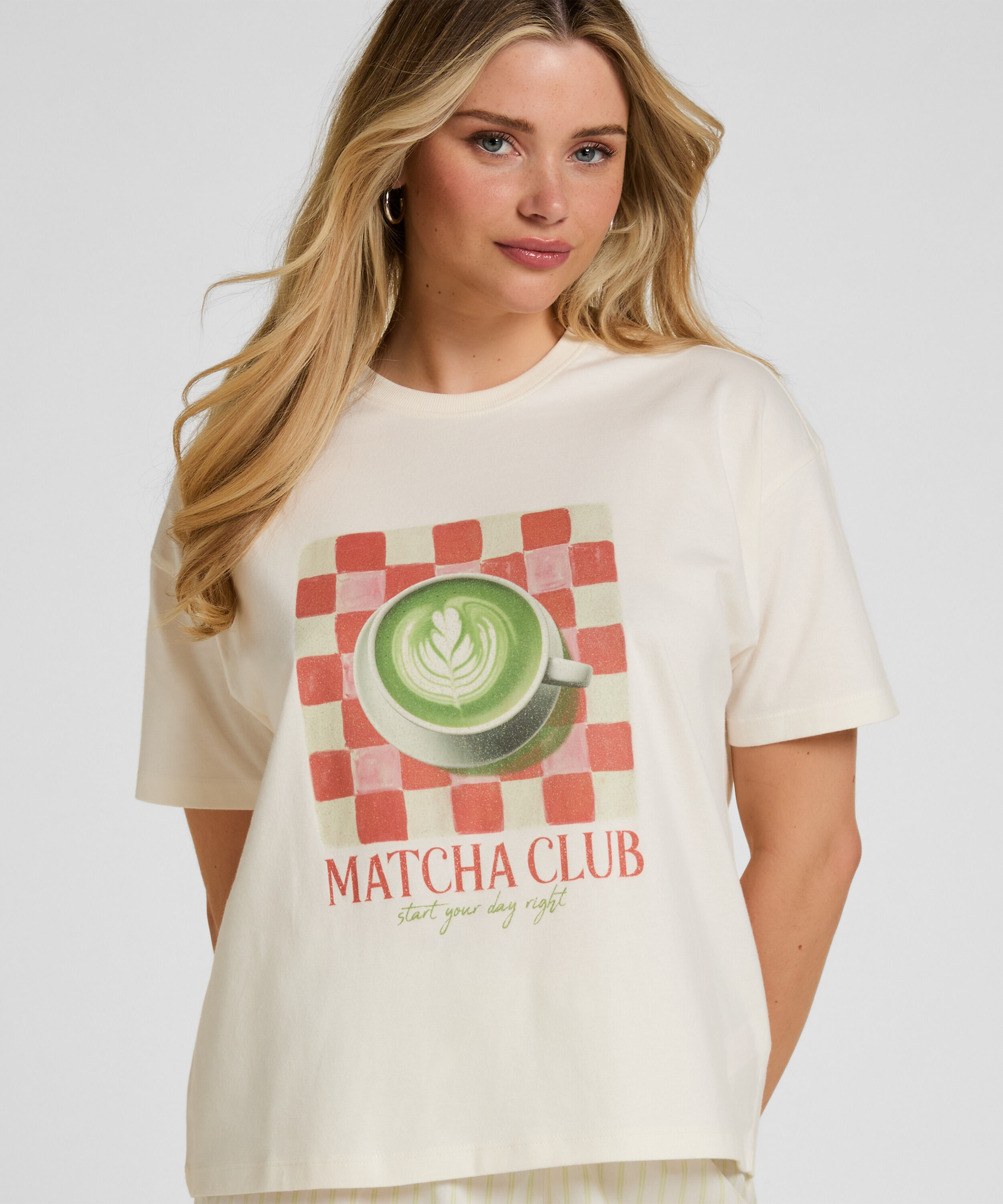 T-shirt med Print, Hvid