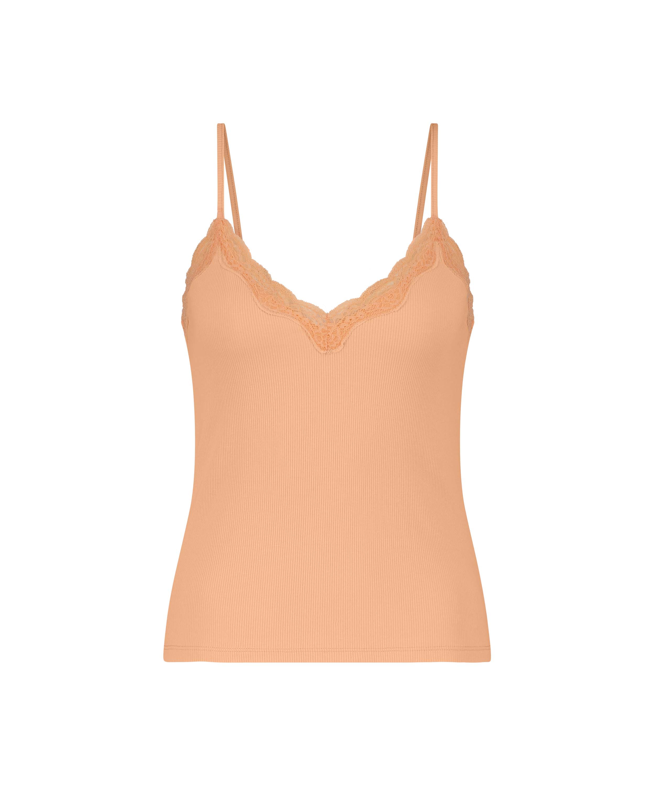 Cami Rib Lace top, Lyserød, main