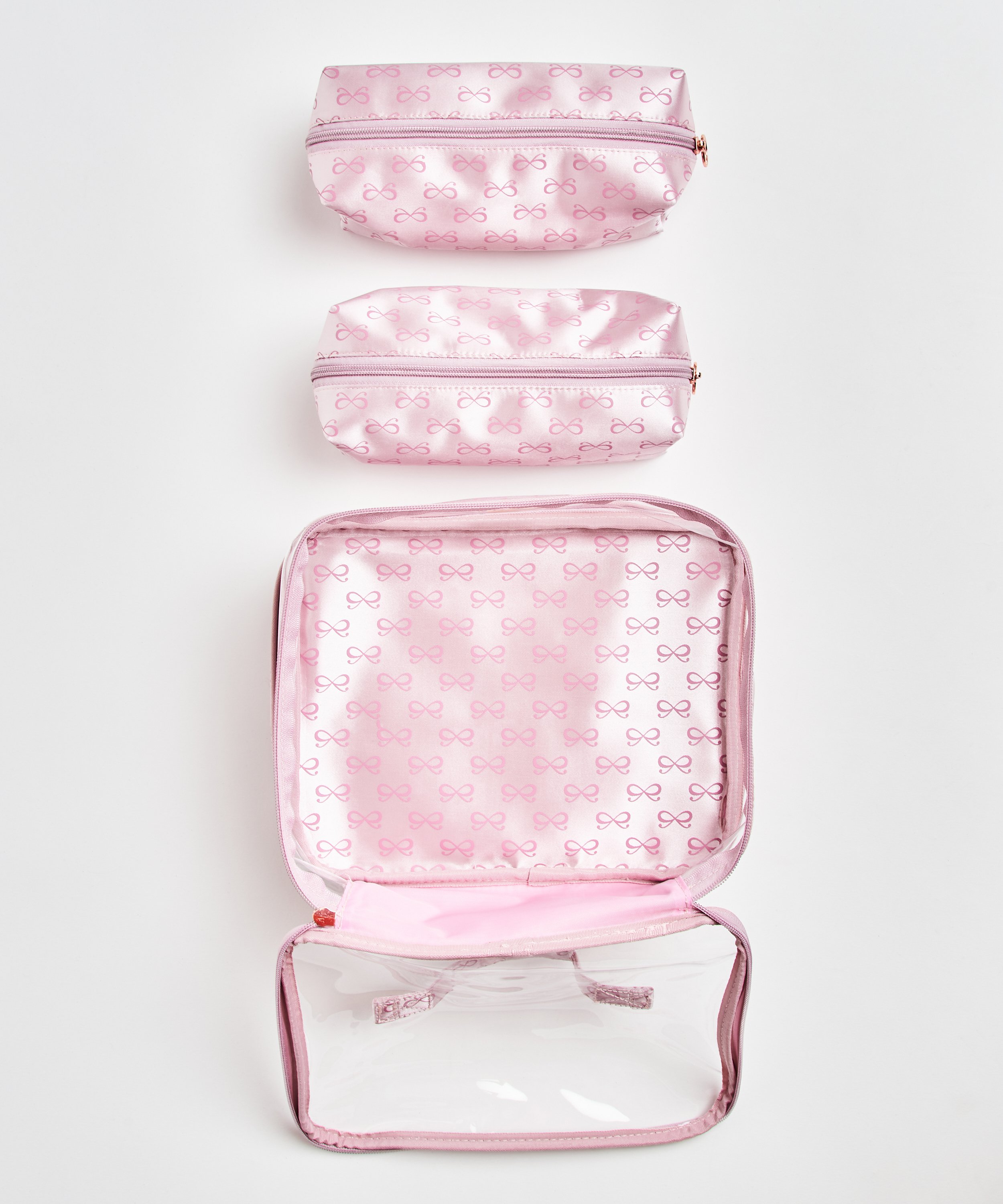 3-pak makeuptaske, pink, main